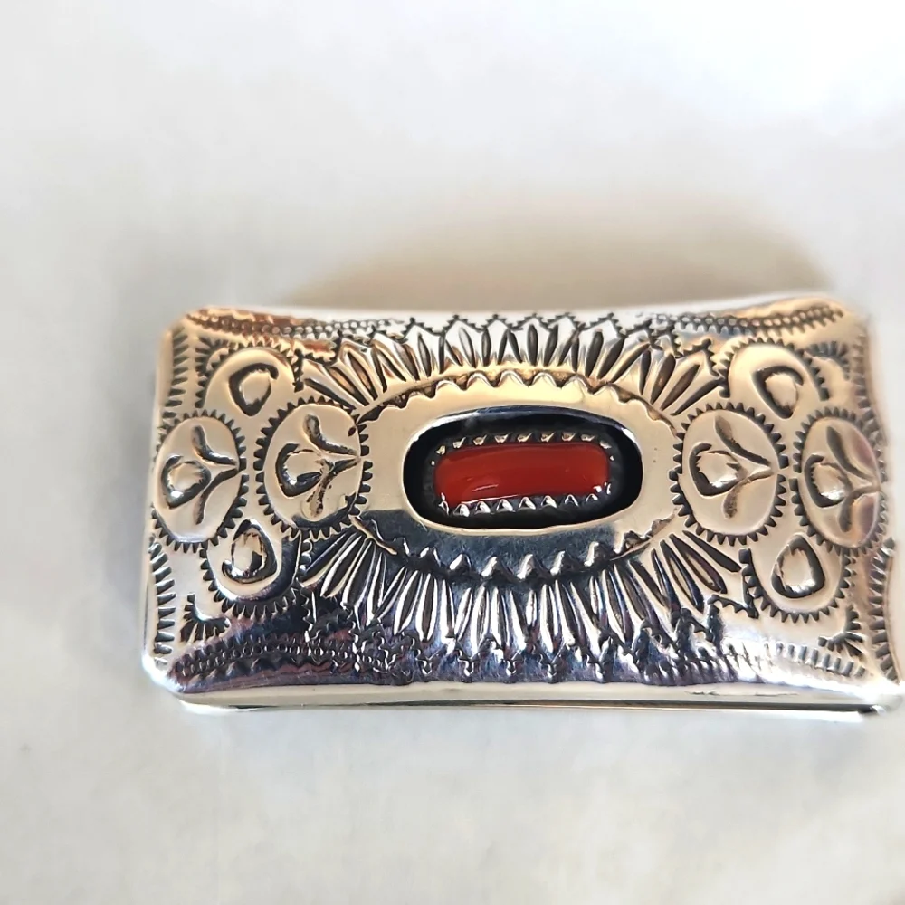 Beautiful Native American Navajo Sterling & Coral Handmade Money Clip ❤️💵🎁